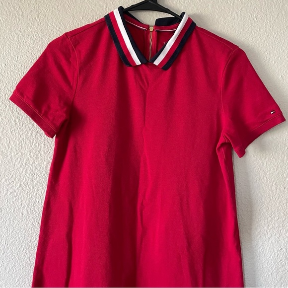 Tommy Hilfiger Collared Polo Dress Women’s XS Red T Shirt Dress Cotton Mini - Picture 3 of 15